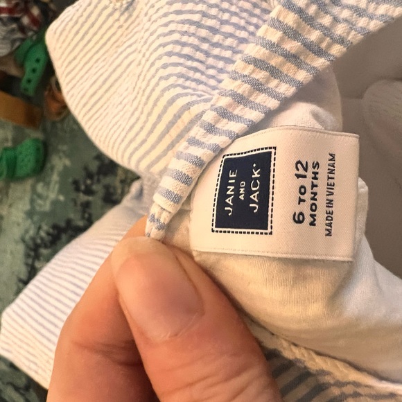 Janie & Jack Seersucker Romper and Polo 6-12 MO - Picture 2 of 2